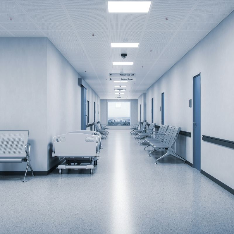 Empty hospital corridor illustrating a medical negligence claim in State care Empty hospital corridor