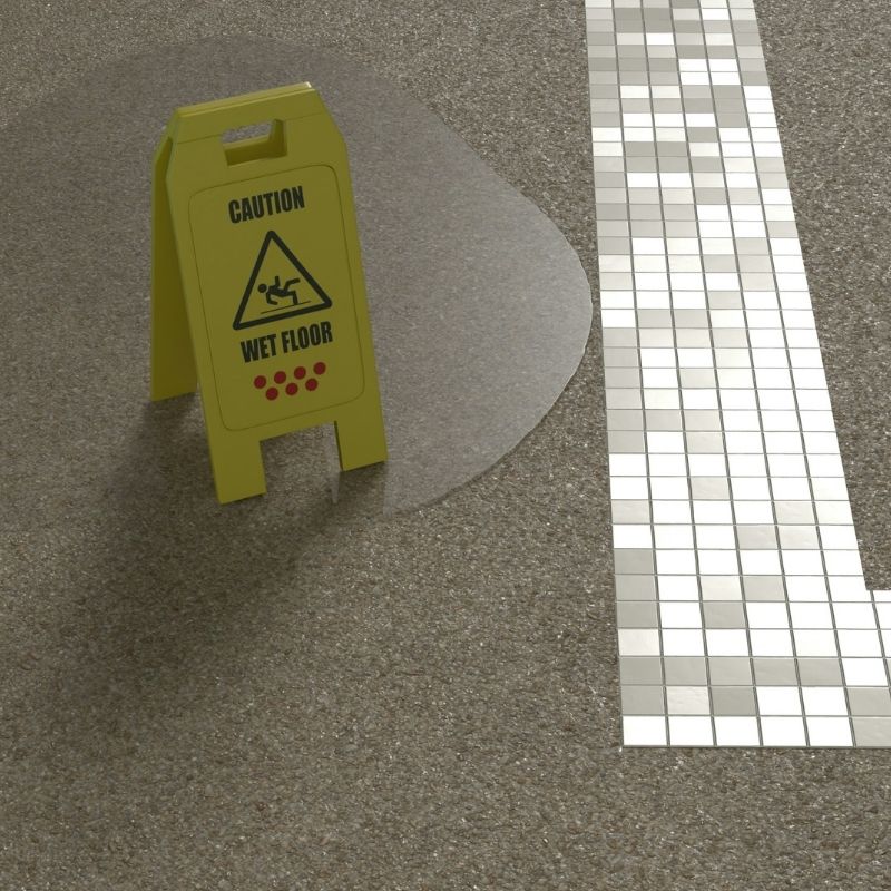 Yellow wet floor caution sign